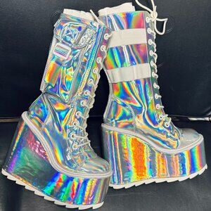 Holographic Platform Boots - Size 6 - YRU - NEW IN BOX
